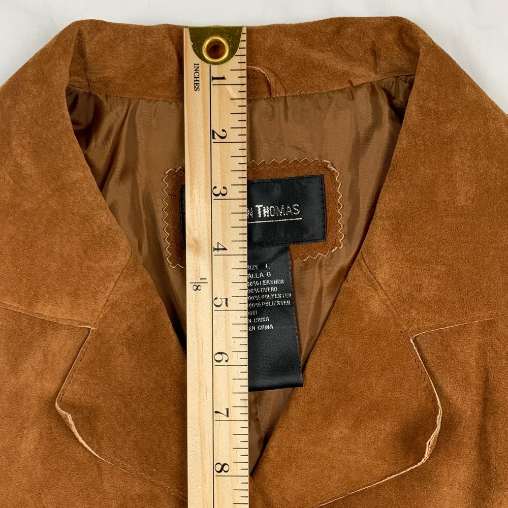Brandon Thomas Brown Suede Leather Jacket Womens Large Button Up Collared Y2K - Picture 9 of 11